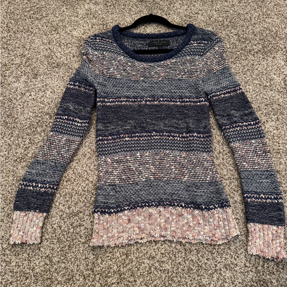 rag & bone Multicolor Striped Crew Neck Sweater